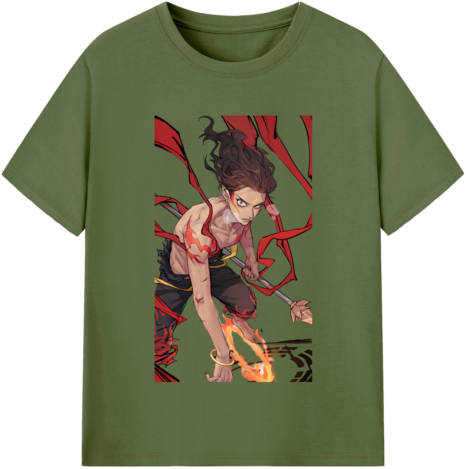 （画像用） Ne Zha 2 ナタ 魔童の大暴れ 綿100％半袖Tシャツ（フロントプリント）